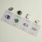 Energy cleansing intention kit with clear quartz, selenite, and black tourmaline crystal cards