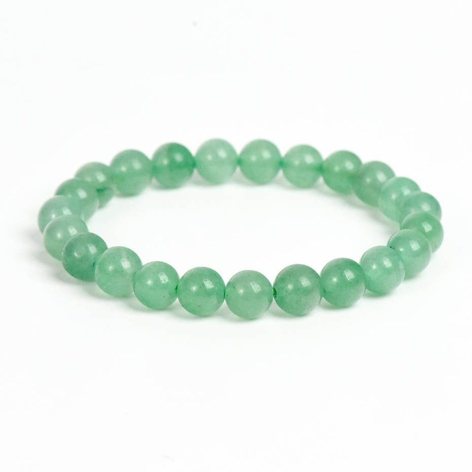 Green aventurine 8mm beaded crystal bracelet for abundance and prosperity